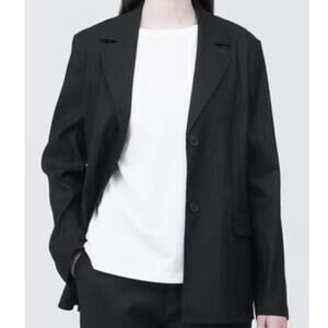 Black muji hemp shirt jacket light blazer, button down brand new coat! Size s